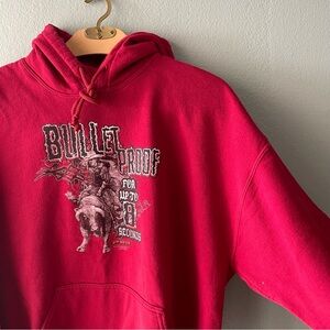 🪲3/$12🪲 Gildan | Heavy Blend Red PBR Bull Riding Hoodie Sweater